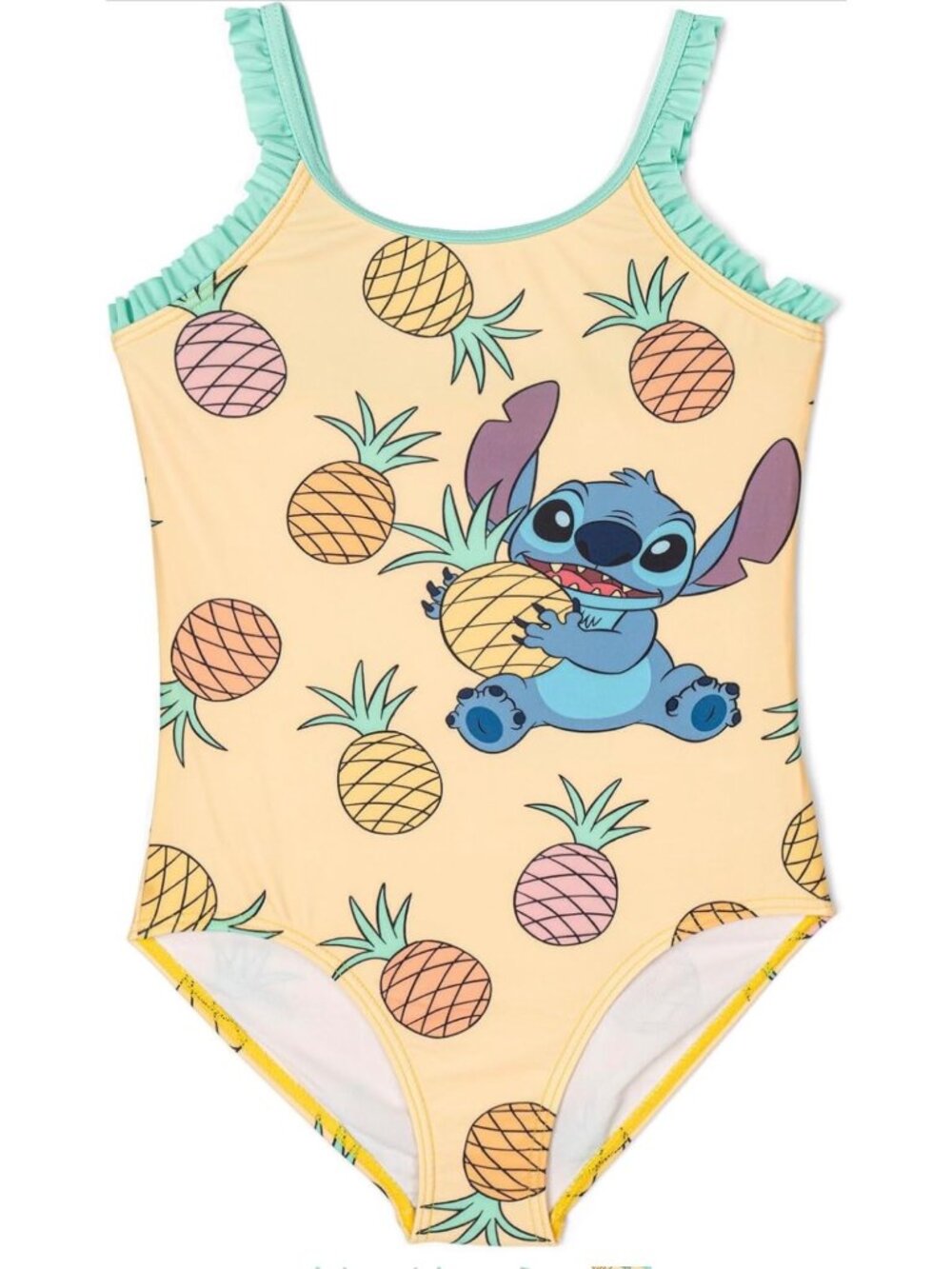 Girls Disney Stitch One-Piece Swimsuit Pineapple Print Size 7-8